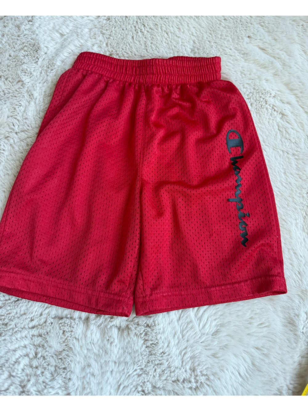 Champion Red Mesh Athletic Shorts with Elastic Waistband